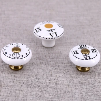 

5PCS CERAMIC CLOCK CUPBOARD CABINET DRAWER KITCHEN DOOR KNOBS PULL HANDLE