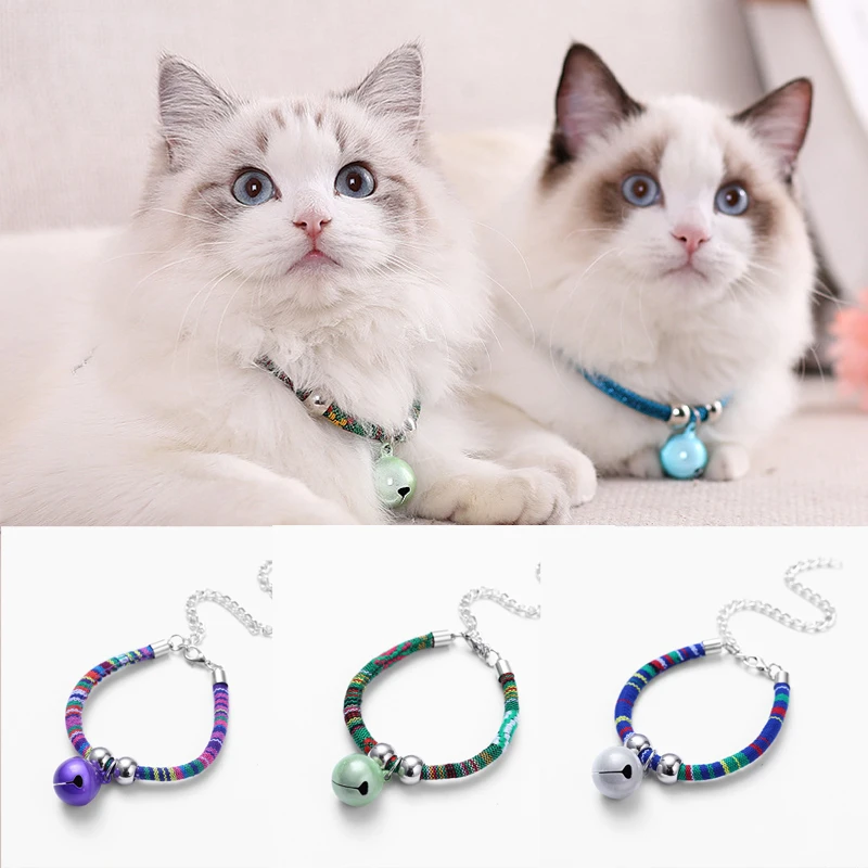 

Cat Small Bell Necklace Making Customized Metal Colour Necklace Pet Cat Accessories Pet Collar in Collars Nylon preparation New