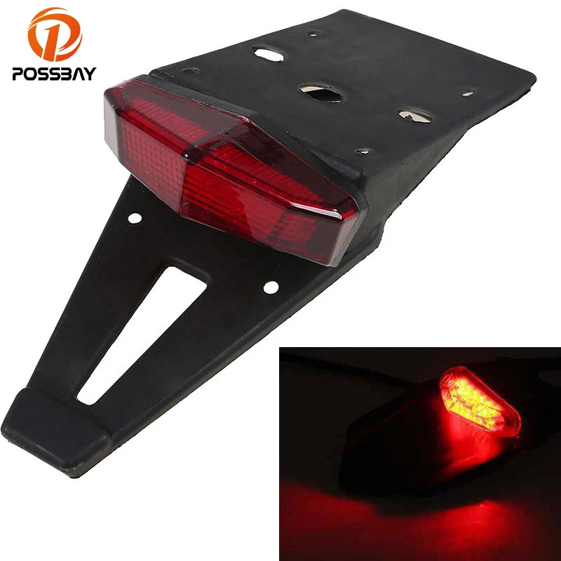 POSSBAY Universal Motorcycle Tail Light Trial Bike Rear Fender