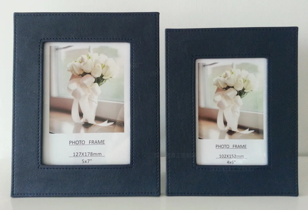 Navy blue flat leather picture frames 5 inch 6 7 8 10 12 A4 paper size
