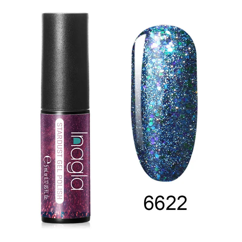 Inagla Starry Series Nail Polish 5ml Red Gold Blue Soak Off UV Gel Polish Glue Lacquer Manicure Nail Art Varnish Tool