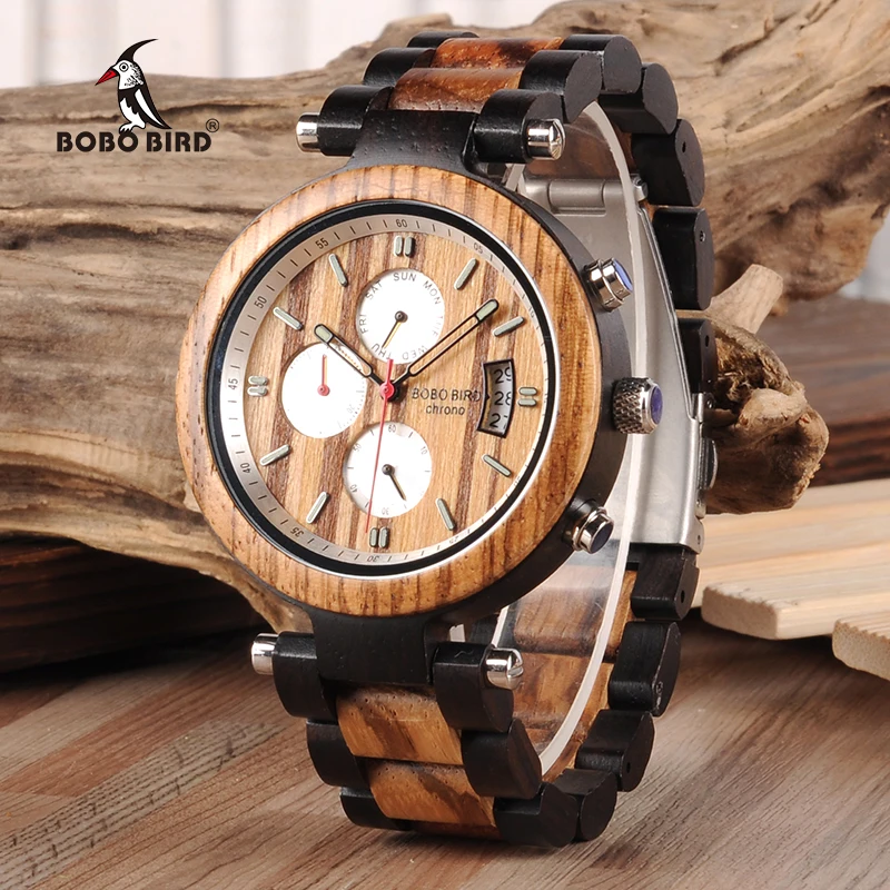 BOBO BIRD Авто Дата дисплей деревянные часы для мужчин Relogio Masculino роскошные Бизнес