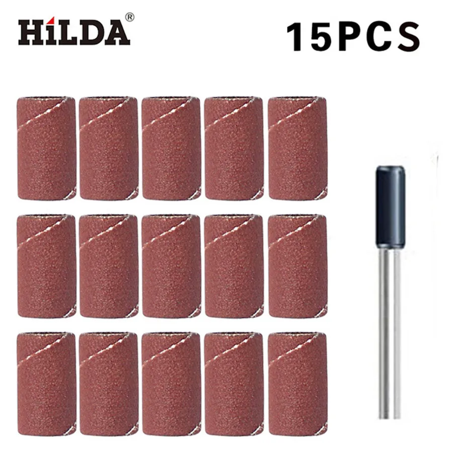 

HILDA 15Pcs Abrasives Sanding Band 8.5mm with Drum Sander Dremel Accessories Fits for Dremel Rotary Tools Power Tool
