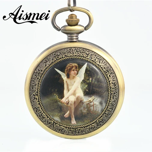 20pcs lot New Western Style Angel Lover Bronze font b Steampunk b font Vintage Automatic Pocket