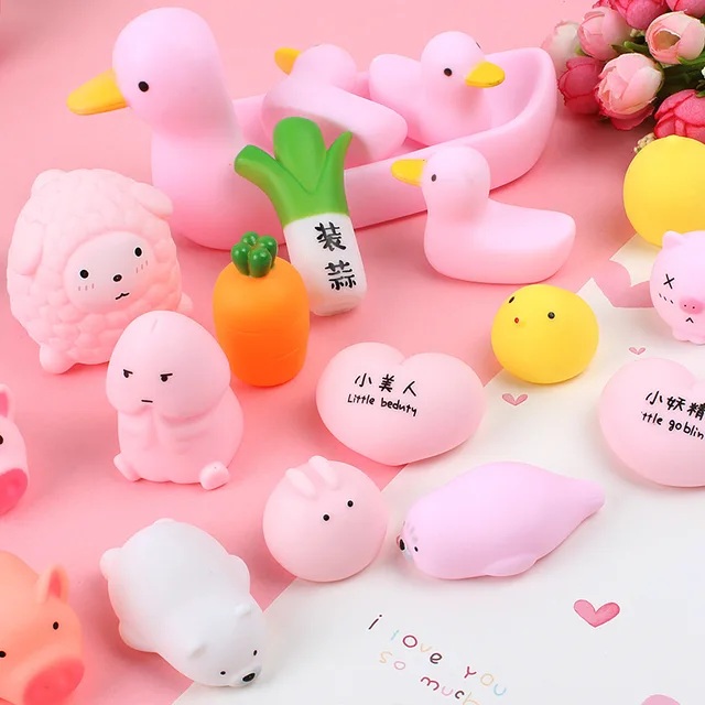 10pcs Mini Change Color Squishy Cute Pig Antistress Ball Squeeze Mochi ...