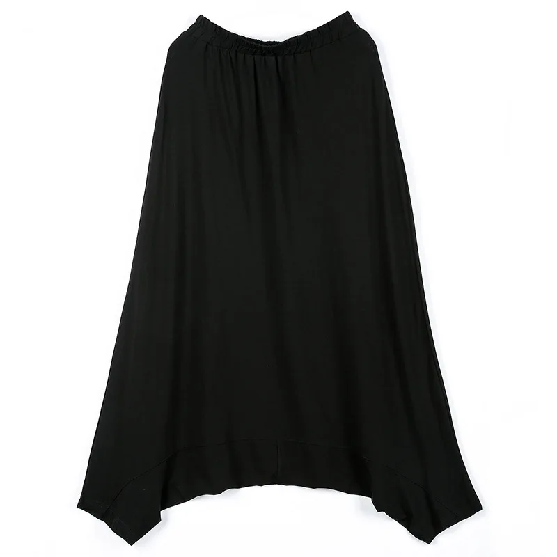[EAM] новые весенние шорты с высокой эластичной талией, черные свободные штаны с карманами для отдыха, женские модные универсальные брюки JF596 - Цвет: black pants