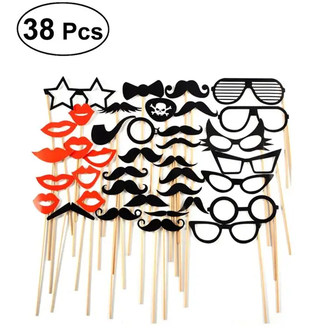 DIY  Photo Booth Props Glasses Moustache Red Lips Bow Ties On Sticks For Wedding Birthday Graduation Party Photo Booth Props