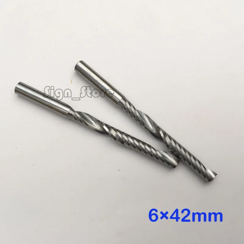 

2pcs 6mm 1/4" High Quality Carbide CNC Router Bits One Single Flute End Mill Cuttign Milling Tools 42mm