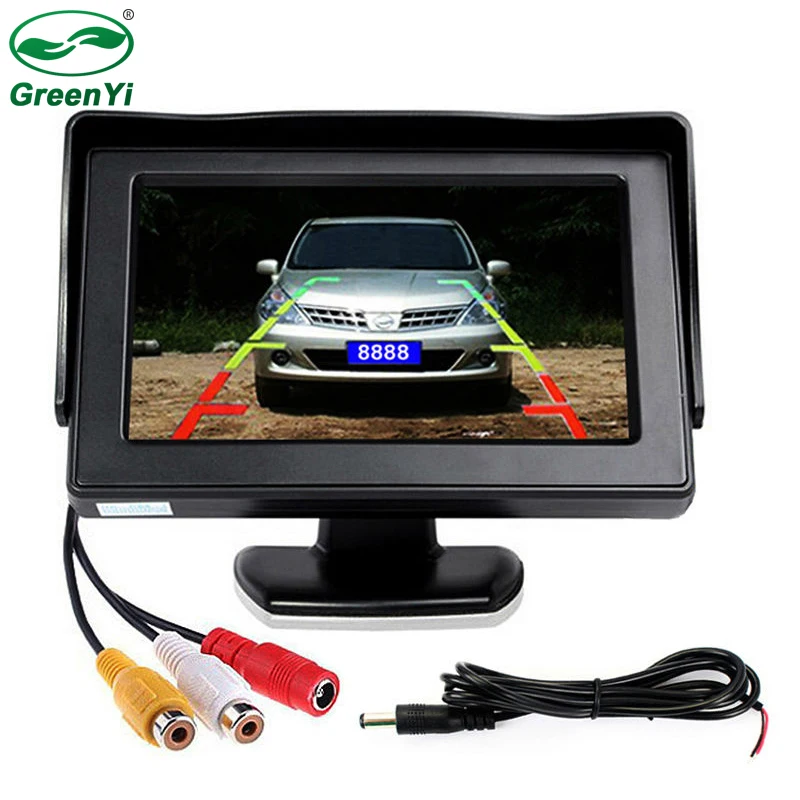 

GreenYi 4.3" TFT Color LCD Car Monitors Reverse Rearview 16:9 4.3 Inch Car Monitor For Camera DVD VCD 2 Video Input
