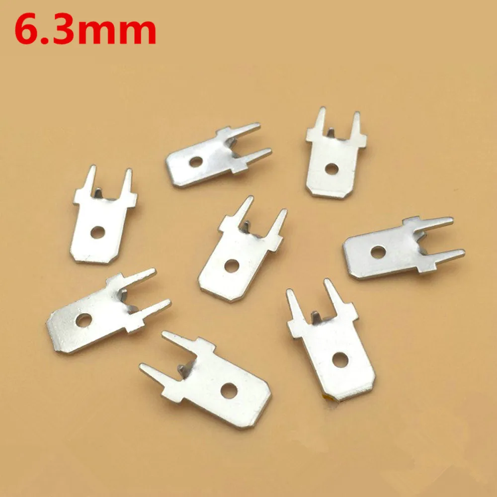 100pcs lug straight Insert Solder Terminals 6.3mm 4.8mm Copper Male