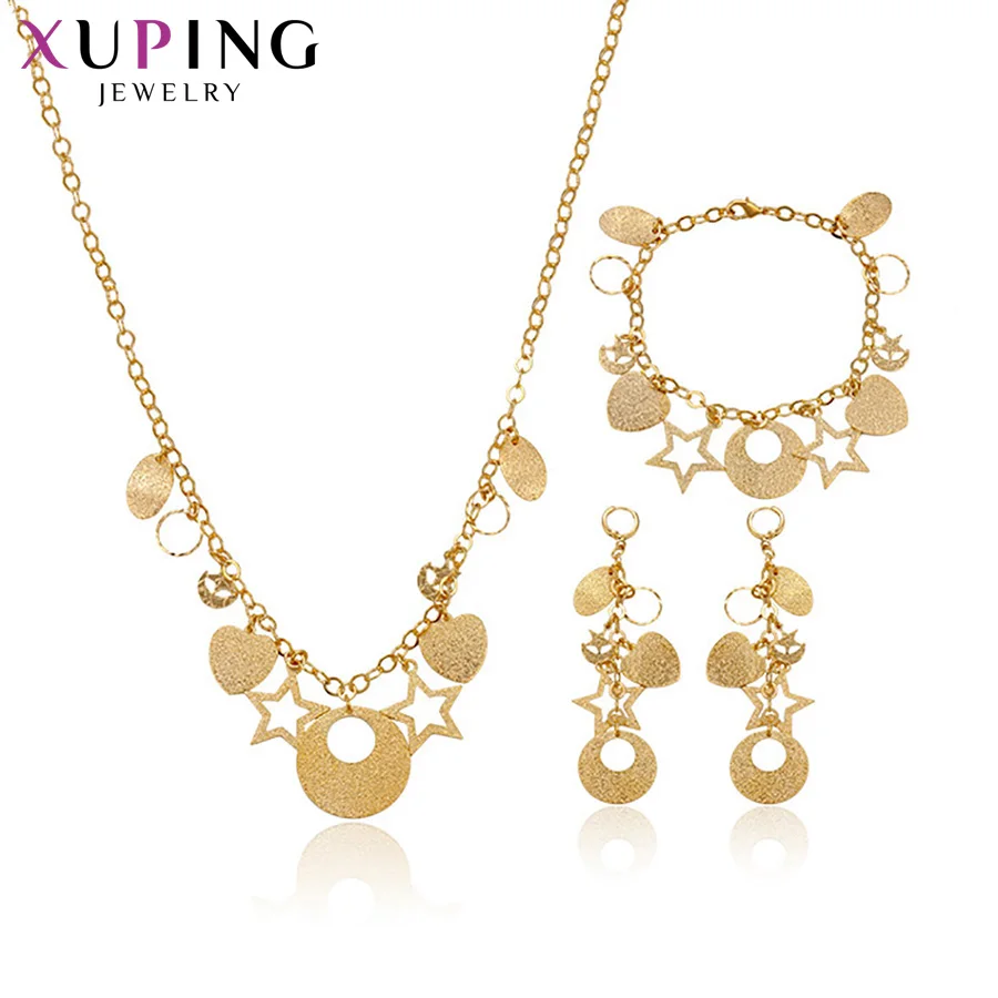 

Xuping New Arrival Jewellery Hoop and Star 3-piece Sets Gold Color Plated Jewelry Sets for Women Christmas Gifts S38,3-63257