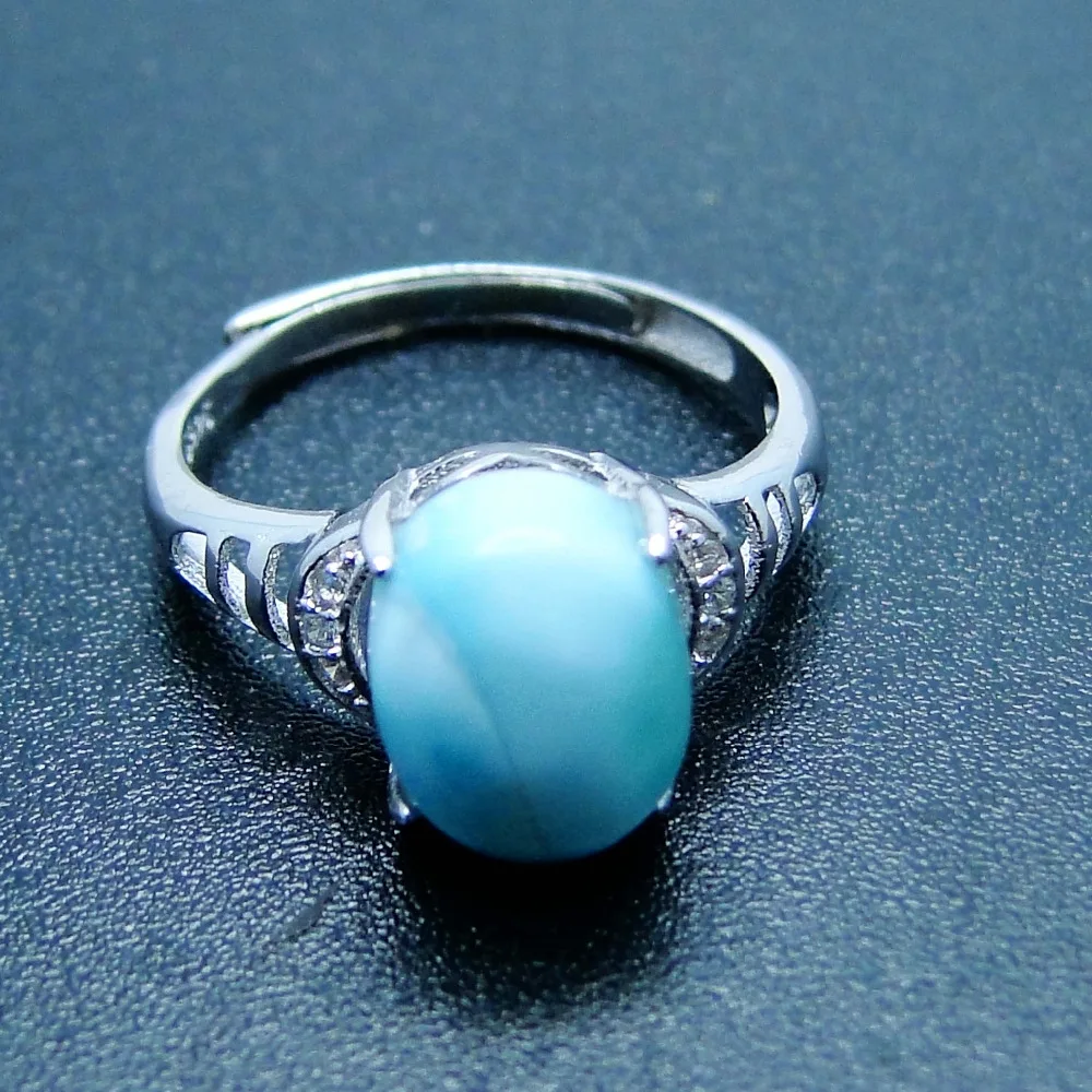 Натуральный Ларимар кольцо из стерлингового серебра 925 пробы ювелирное овальное кольцо 8x10 мм винтажное обручальное кольцо, кольца женские ювелирные изделия
