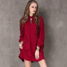 Women Dress 2017 Summer New Vintage Loose Cotton Linen Dresses Lantern Sleeve Floral Embroidery Boho A8108 Vestidos Femininos