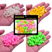 Lot d'appâts artificiels souples en Silicone pour la pêche, pack de leurres flottants pour attraper des poissons tels que les carpes, avec bouillettes, herbes, herbes, maïs, 50 ou 100 pièces