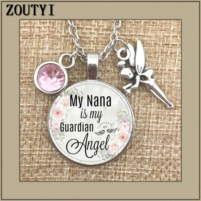

Grandma is my guardian angel, commemorating charm, in memory, losing grandma, commemorating the birthstone necklace