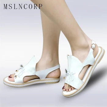 

Plus Size 34-43 New Women Summer Sandals Flats Ladies Shoes Fashion Open Toe Fish Mouth Back Strap Buckle Roman Sandal Shoes