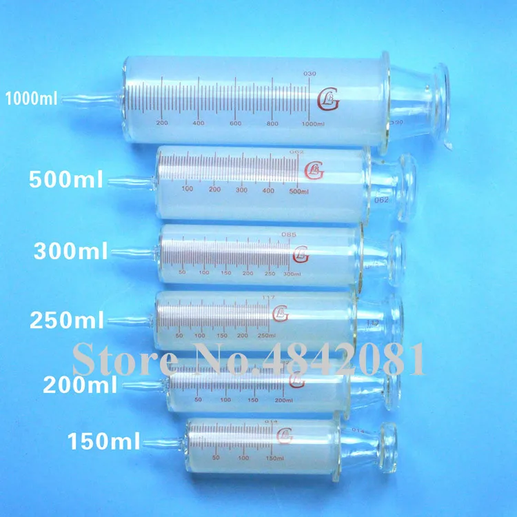 150 мл/200 мл/250 мл/300 мл/500 мл/1000 мл все стеклянные шприцы большое устройство для колбасы стеклянный экстрактор для образцов стеклянный инжектор большого калибра