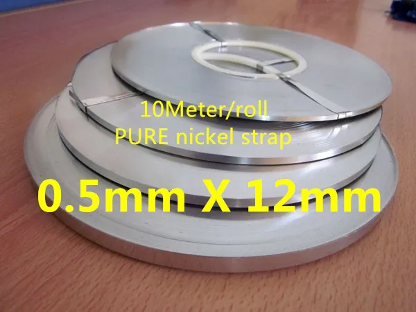 

10Meter 12mm x 0.5mm Pure Nickel Strip Tape For Li 18650 Battery Spot Welding Compatible For Spot Welder Machine