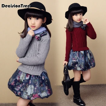 

2019 new baby dress for girls toddler sweater tops kids knitted clothes thick dresses teens cute christmas shirt years