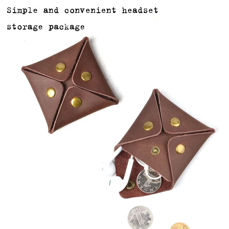 AETOO креативная квадратная сумочка в стиле ретро из воловьей кожи, маленькая сумочка для монет, сумка для хранения наушников