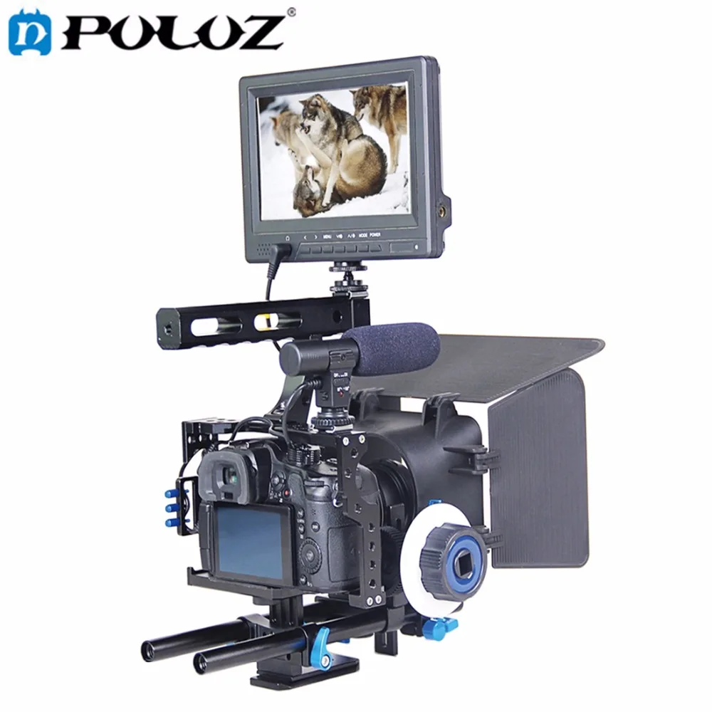 

Handle Video Camera Cage Stabilizer Kit with Matte Box & Follow Focus for Panasonic Lumix DMC-GH4 Sony A7SII