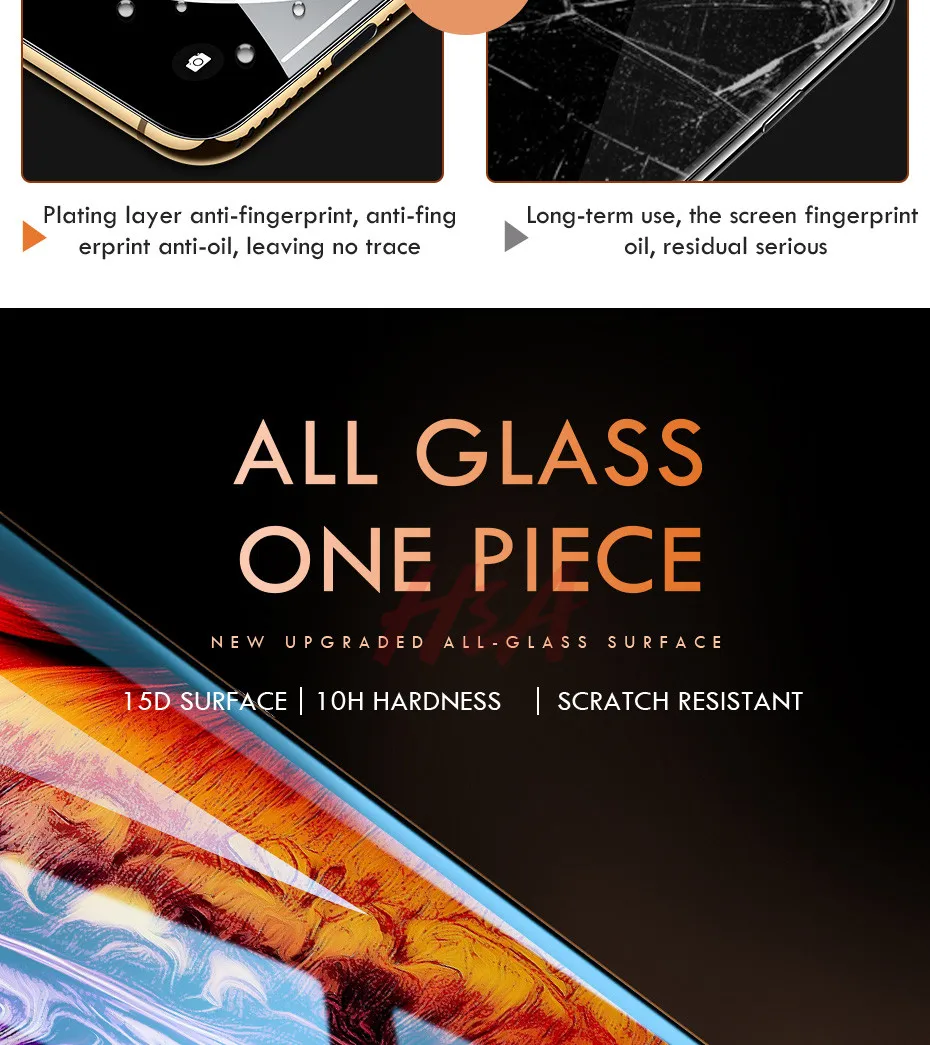 H& A 15D изогнутое Полное покрытие экрана Защитное стекло для iPhone 7 8 6s Plus X Закаленное стекло для iPhone XR XS MAX защитное стекло