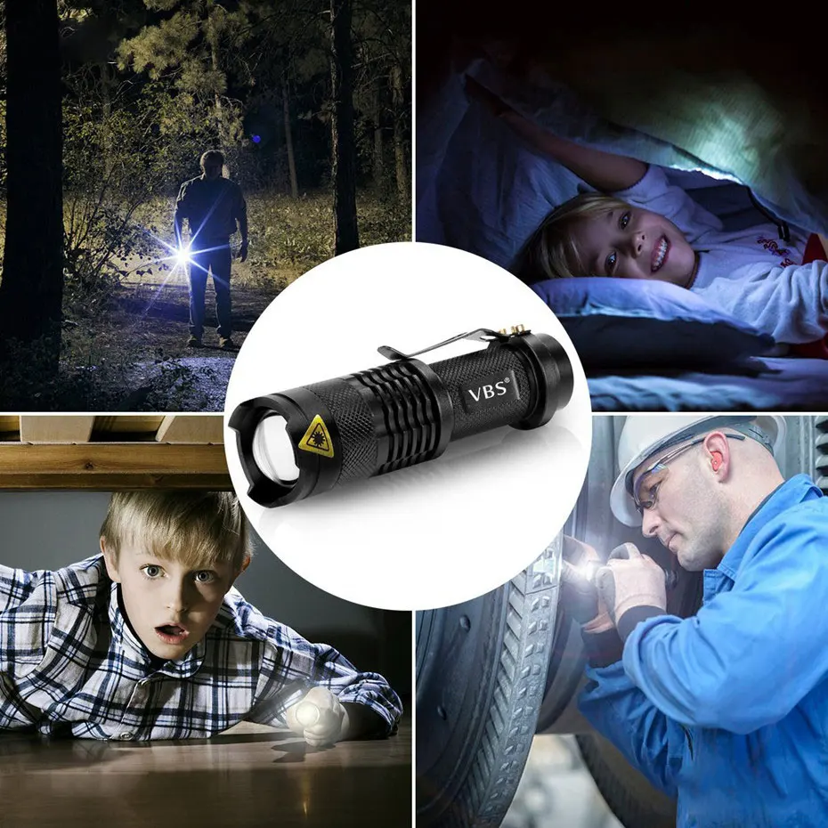 Waterproof Q5 LED Flashlight High Power 2000LM Mini Spot Lamp Portable 3 Models Zoomable Camping Equipment Torch zaklamp