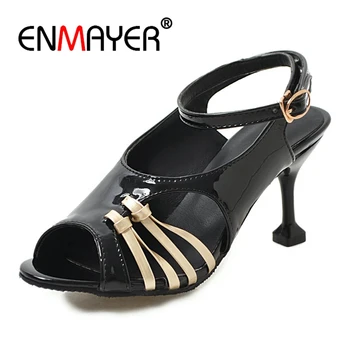 

ENMAYER Casual Buckle Strap Sandalias De Verano Para Mujer High Heel Sandals Women's Shoes Size 34-39 ZYL2812