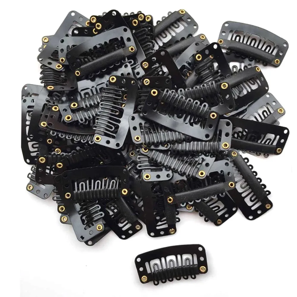 

40PCS U Shape Iron Snap Clips For Feather Hair Extensions Wigs Weft Black Hairpin Headpiece Accessories 5.24djl
