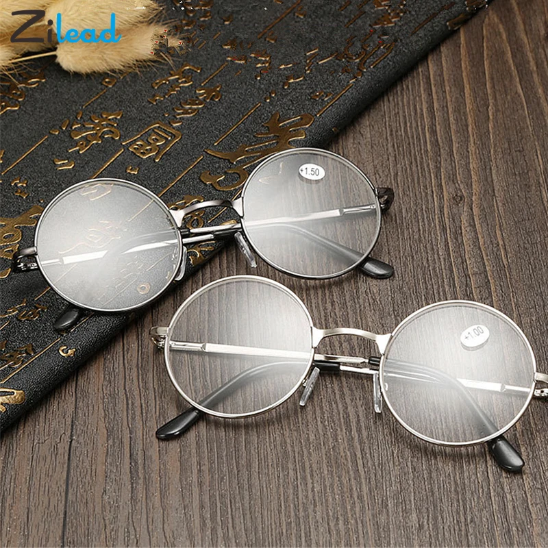 Zilead ретро круглые женские и мужские очки для чтения, металлические очки для дальнозоркости, очки для близоруких линз, очки+ 1,0+ 1,5+ 2,0+ 2,5+ 3,0+ 3,5+ 4,0