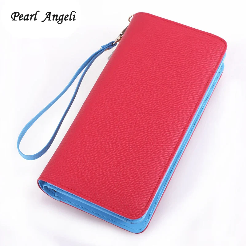 

Pearl Angeli Women Wristlet Wallets Genuine Leather Cell Phone&Cards Long Clutch Wallet Female Purse Portefeuille Femme Girls