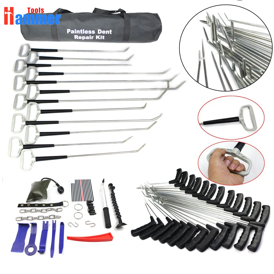 

Paintless Dent Repair PDR Hooks Push Rods Reflector Board Tools For Dent Removal