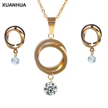 XUANHUA, нержавеющая сталь, Модный свадебный ювелирный набор, ювелирный набор для женщин, Дубай, ювелирный шмук, Африканский ювелирный набор, золотой