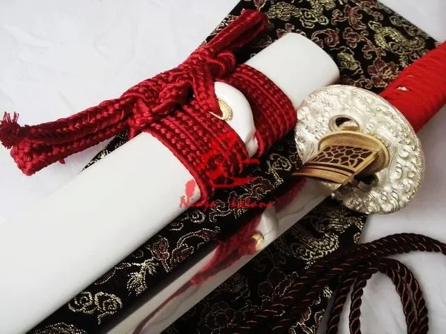 

Battle ready clay tempered jp wakizashi katana silver wave tsuba sword sharpened