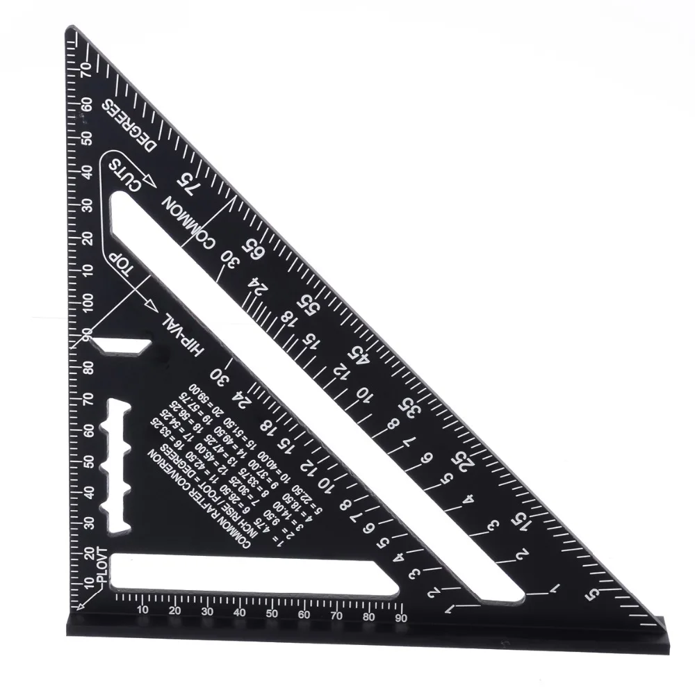 7inch Metric System Measuring Ruler Aluminum Alloy Speed Square Roofing Triangle Ruler for Woodworking Measuring Tools
