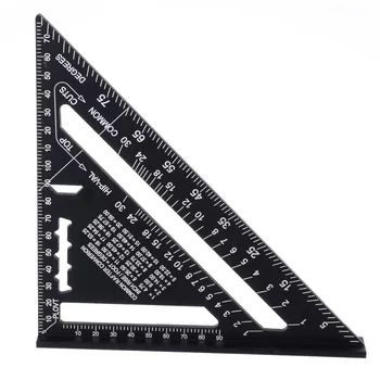 

7inch Metric System Measuring Ruler Aluminum Alloy Speed Square Roofing Triangle Ruler for Woodworking Measuring Tools