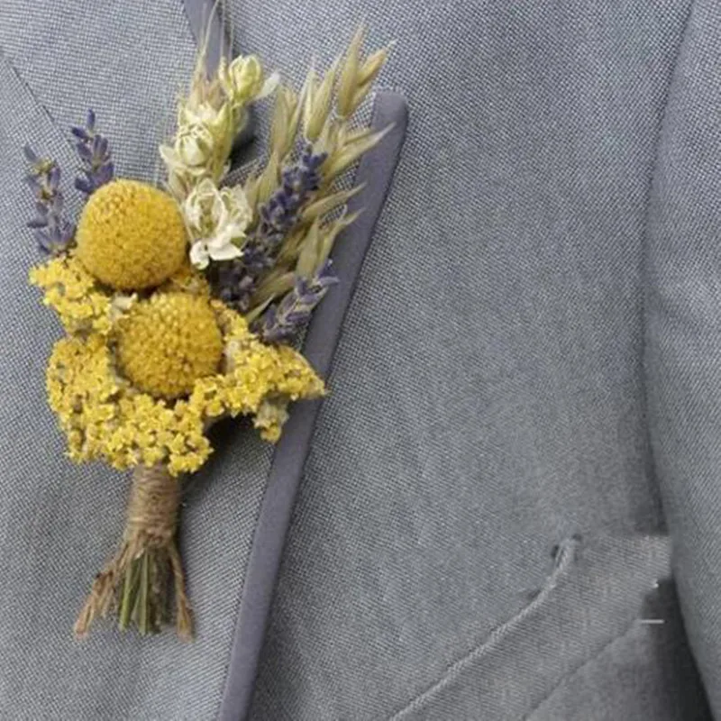 

Men's Slim Fit Boutonniere Suits Men's Wedding dry Flower Buttonholes Groom Tuxedos Men Blazer Rustic Wedding natural keepsake