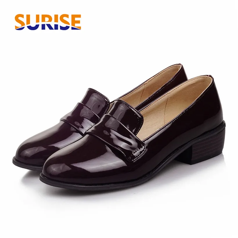 

Spring Women Loafers British Patent Leather Round Toe Flats Casual Office Retro Moccassins Slip-on Oxford Red Dress Ladies Shoes