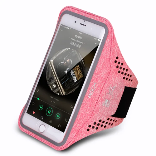 Rock Универсальный спортивный Чехол-держатель для телефона на руку Brassard сумка для телефона для бега фитнес велосипедный нарукавник для iPhone 7 Xr 8 - Цвет: Pink