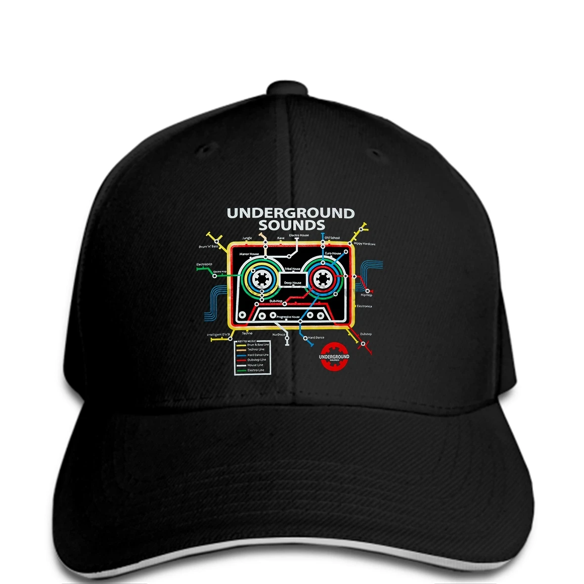 Модная городская mixtape Кассетная лента Карта метро DJ Кепка Гоа Транс Мужская кепка