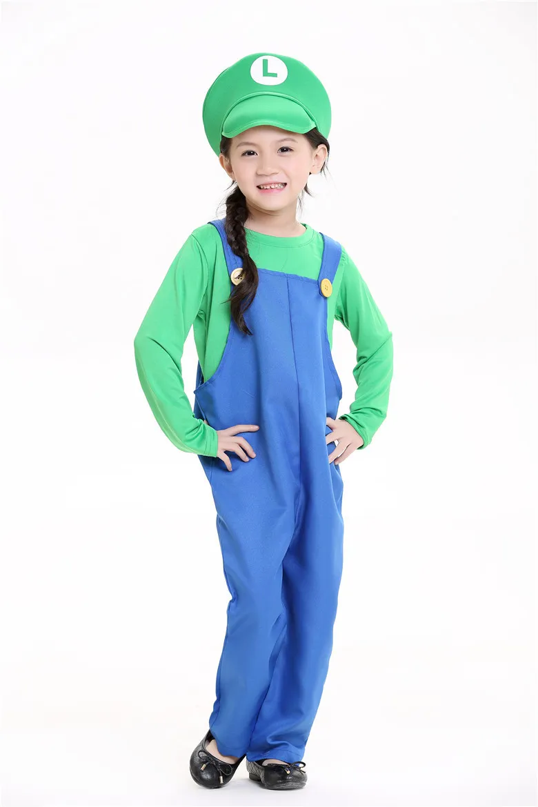 Boys Girls Cosplay Party Super Mario Bros Funny Jumpsuitin Girls