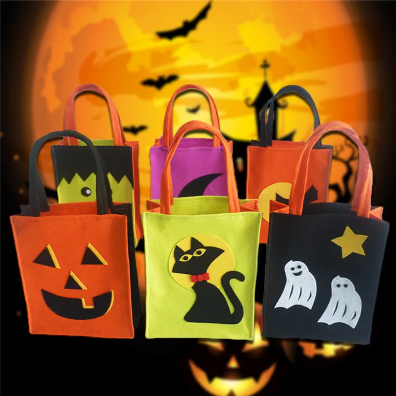 

Halloween Gift Bags Candy Bag Pumpkin White Ghost Black Cat Witch Hat Bat Hallowmas Kid's Trick-or-Treat Candy Bags NEWEST!!