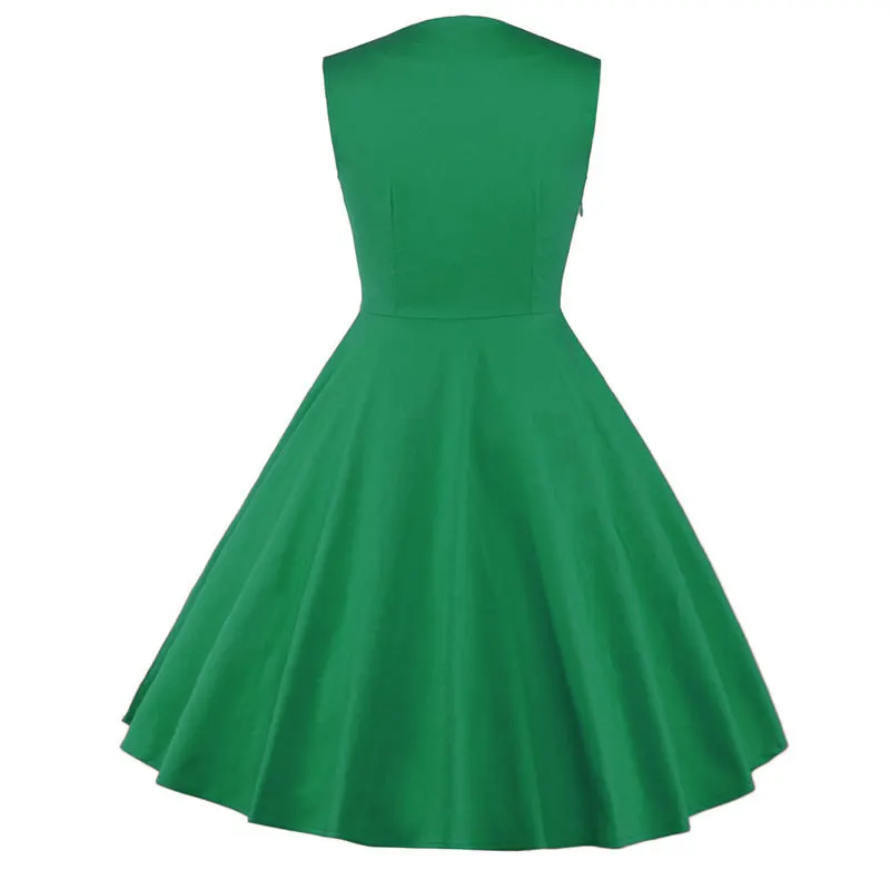 Новое поступление зеленый рок-н-ролл 50s платье Летний Стиль рукавов рокабилли качели Платья для вечеринок размера плюс Vestidos Femininos
