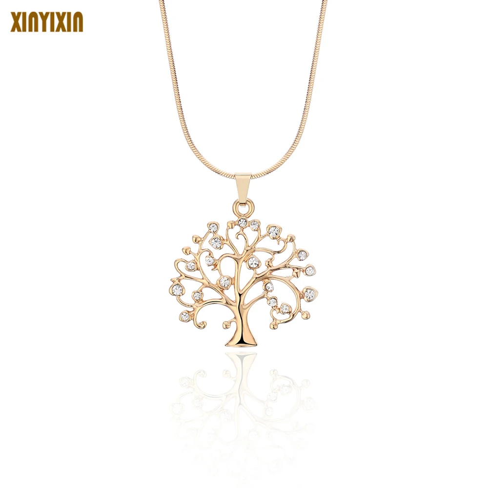 

Gold Silver Kabala Tree of Life Necklace for Women Crystal Tree Pendant Necklace Fashion bijoux femme Party Christmas Gifts New