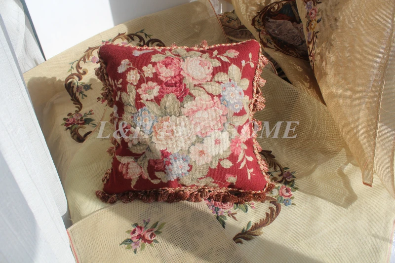 15 K 1" X 16" игольная Подушка, ручной работы шерстяная подушка с цветочным дизайном без вставок