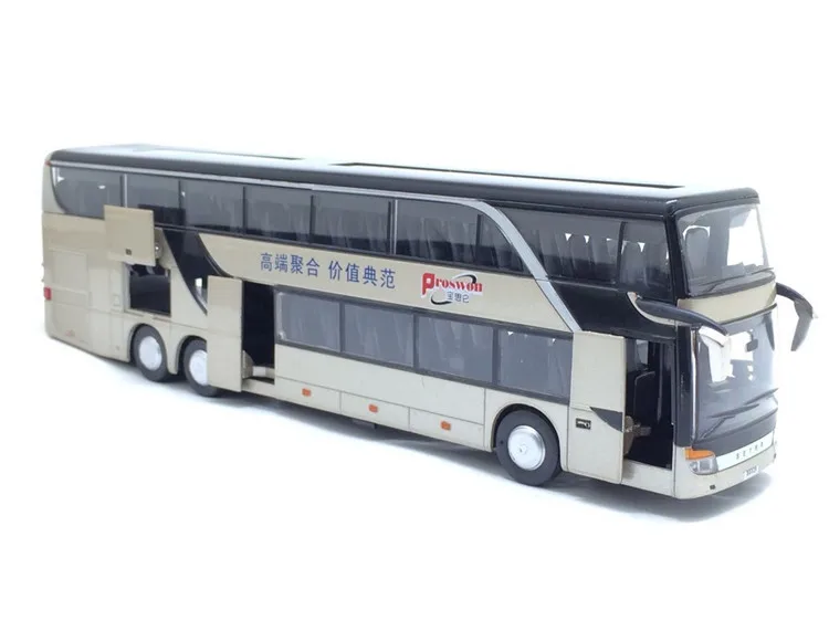 High quality 1:32 alloy pull back bus model,high imitation Double sightseeing bus,flash toy vehicle - Цвет: Gold