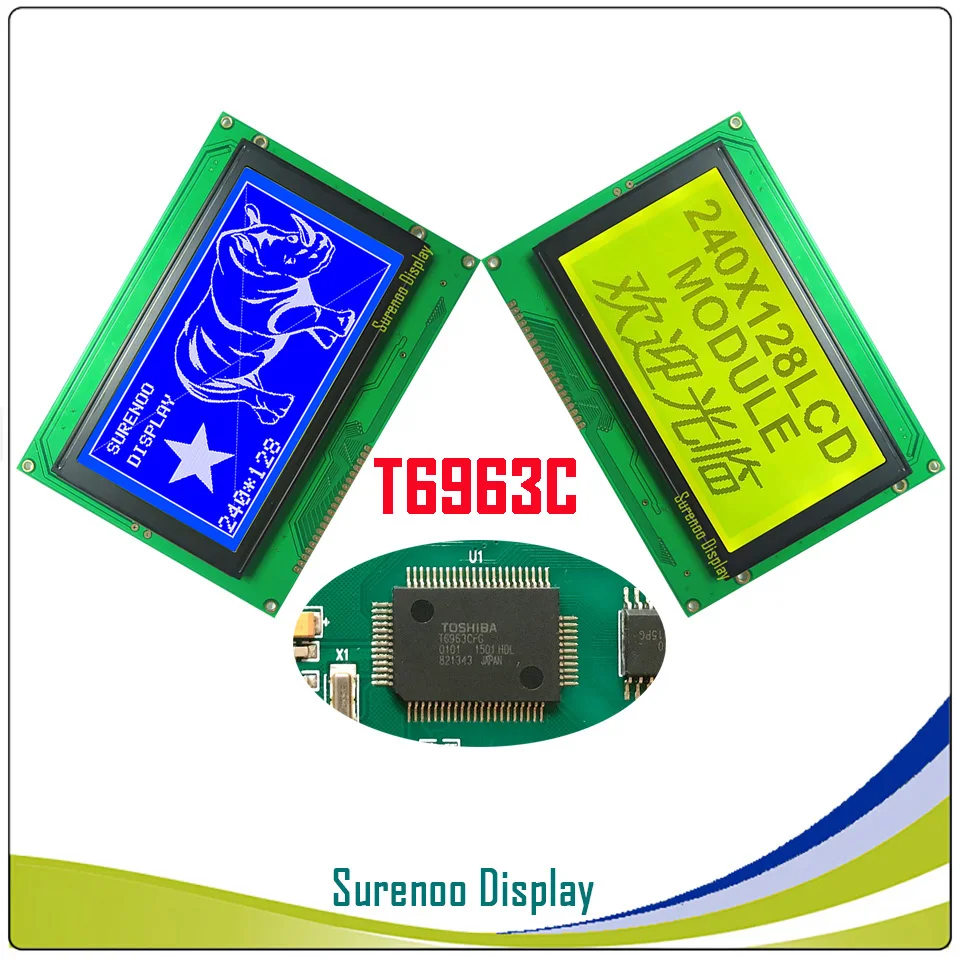 

240128 240*128 Graphic Matrix LCD Module Display Screen Touch Panel build-in T6963C Controller Yellow Green Blue with Backlight