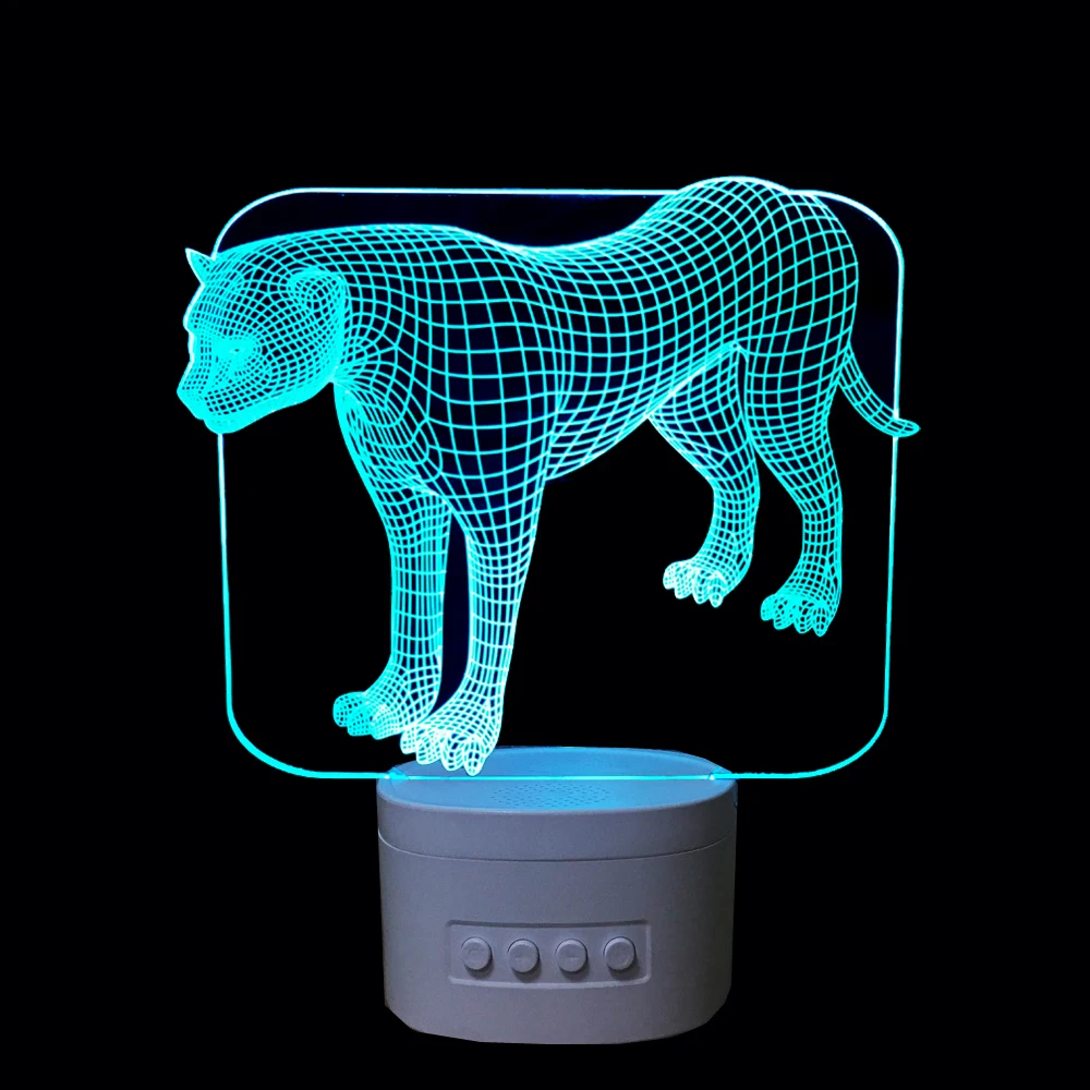 Гепард 3D акрил ночник bluetooth-динамик животного музыка лампы 5 изменение цвета led ребенка спальня ночник