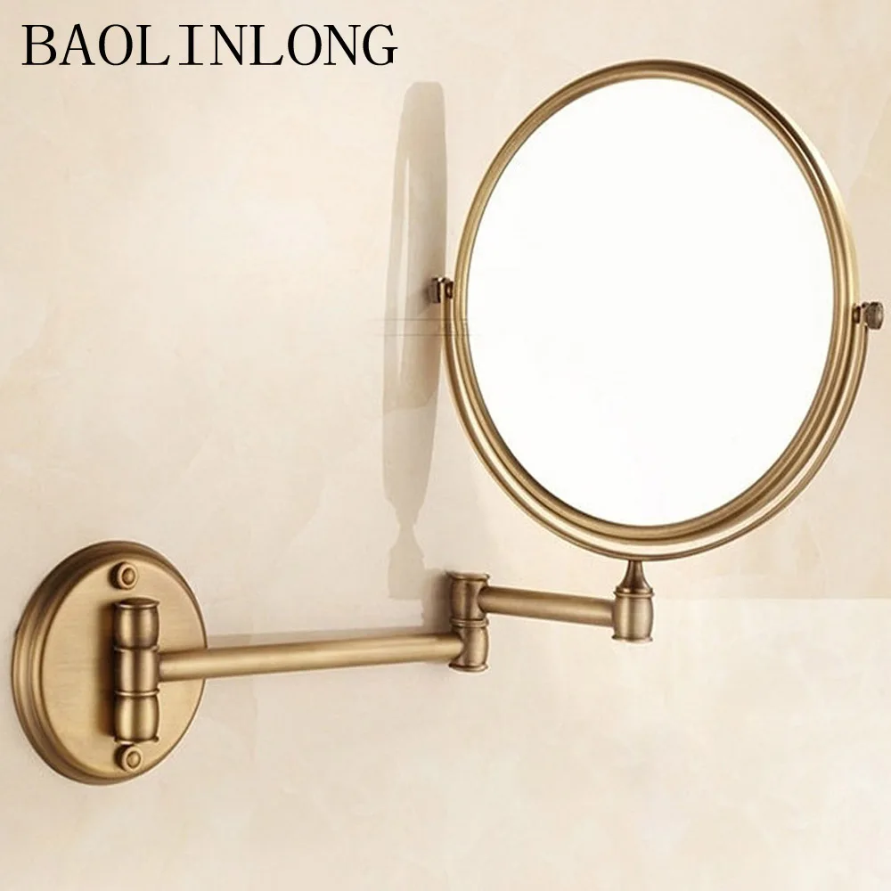 BAOLINLONG Vintage Brass Wall Mounted Finished Bathroom Mirror