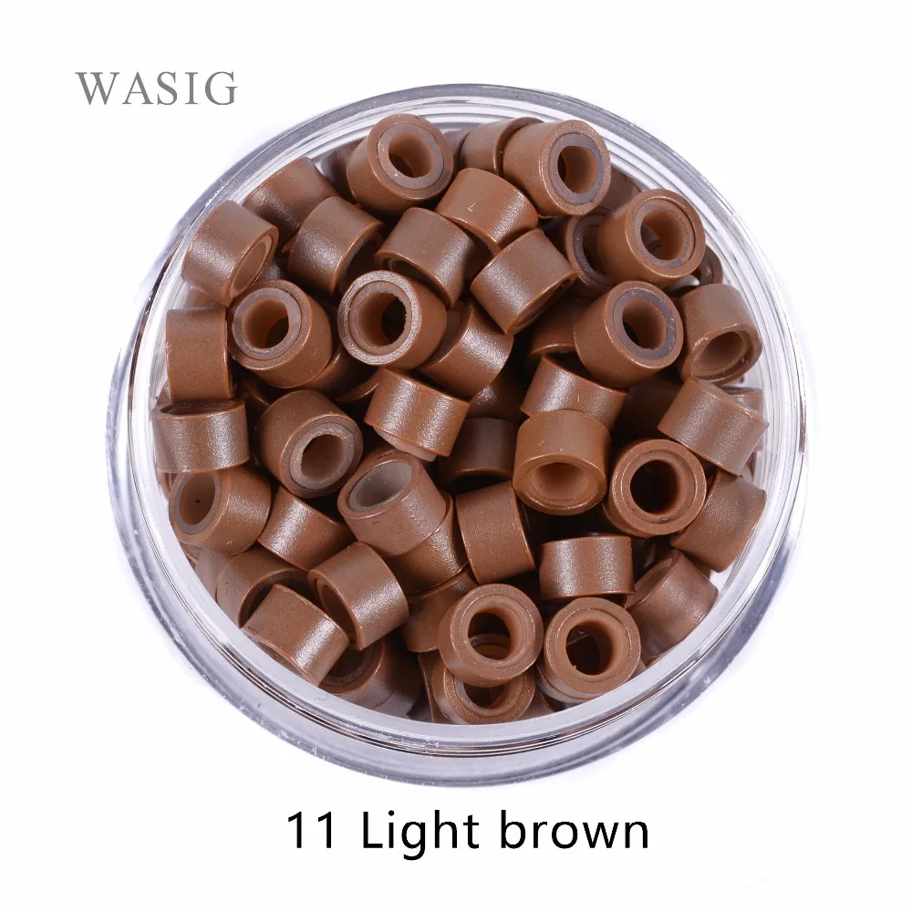 1000pcs 11 Light Brown 5mm*3mm*3mm Silicone Micro Ring/Links/Beads for